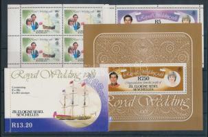 Károly herceg és Lady Diana Spencer esküvője bélyegfüzet és a bélyegfüzetből kitépett lapok, Prince Charles and Lady Diana Spencer's wedding stamp-booklet and sheets from the booklet