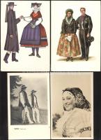 73 db modern, magyar és külföldi folklórlap / 73 pieces modern, Hungarian and foreign folklore postcards