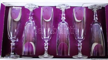 Andrea 6db-os komplett csehszlovák kristály pezsgőspohár készlet eredeti dobozában / 
Czeckoslovakia...