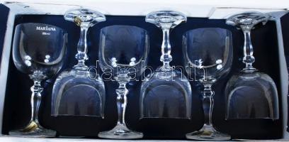 Mariana 6db-os komplett csehszlovák kristály borospohár készlet eredeti dobozában / 
Czeckoslovakian...