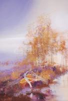 Balogh Ervin (1925-): Fény a vízen. Olaj, farost, jelzett, szép keretben 62×81 cm