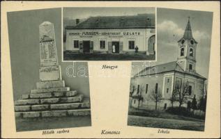 Kemence Hangya Szövetkezet, templom, Hősök szobra