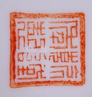 Cca 1950 kínai, tájképet ábrázoló váza, kézzel festett, jelzett, hibátlan, m:18 cm