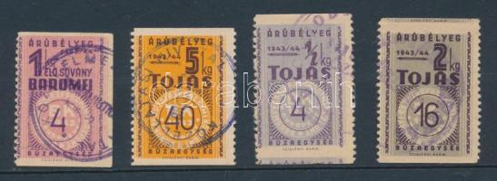 1943-1944 4 db tojás árubélyeg