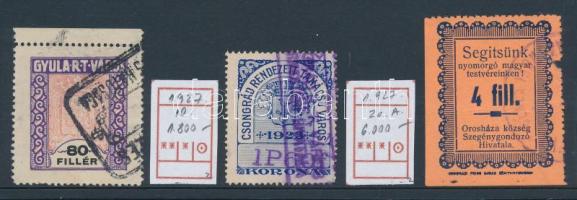 3 db városi illetékbélyeg: Gyula, Csongrád, Orosháza