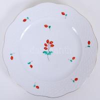 Herendi csipkebogyó mintás süteményes készlet, kézzel festett, jelzett, hibátlan, tányérok d:19 cm, ...