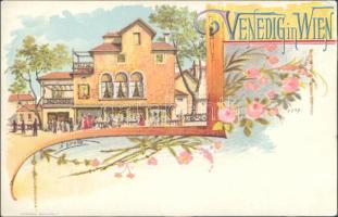 Vienna Prater, Venice thematic, litho, s: N. Girotto