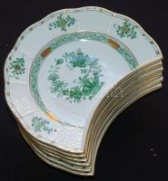 5 személyes kézzel festett és aranyozott, sorszámozott, Fleurs de Indes vertes-mintás, háború előtti...