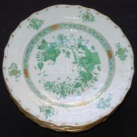 5 személyes kézzel festett és aranyozott, sorszámozott, Fleurs de Indes vertes-mintás, háború előtti...