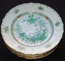 5 személyes kézzel festett és aranyozott, sorszámozott, Fleurs de Indes vertes-mintás, háború előtti...