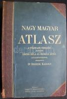 Brózik Károly: Nagy magyar atlasz. A Magyar Földrajzi Társaság. megbízásából Erődi Béla és Berecz Antal közreműködésével, Bp. 1906. Lampel. 158 színes térkép. Aranyozott, kiadói félbor-kötésben. Komplett! (néhány lap foltos) / Large Hungarian Atlas with 158 maps. Complete. (some pages stained)