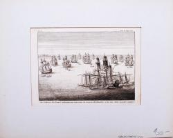 1721 Francia és holland hadihajók. Rézmetszet paszpartuban / French and Dutch military-ships. Etching in paspartu 28x36 cm