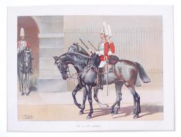 Lovas testörségi katona. Kőnyomat igényes paszpartuban / First life-guard soldiers. Lithography in paspartu 34x40 cm