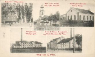 Újbécs, Újpécs, railway station, power station, brick factory, mill