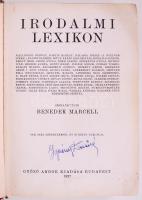 Benedek Marcell: Irodalmi lexikon. Bp. 1927. Győző Andor. 1224p. 44 t. Gazdag szövegközti képanyagga...