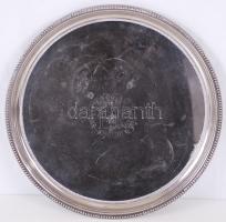 Ezüstözött fém tálca, II. Erzsébet 25 éves uralkodásának emlékére, jelzett jó állapotban, d:26 cm 
/...