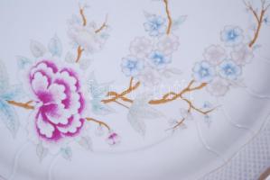 Hollóházi süteményes nagy tál, kézzel festett, jelzett, hibátlan, d: 32 cm