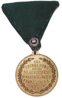 Ausztria 1900. "Ferenc József 70. születésnapja" Br emlékmedál zld mellszalagon T:2
Austri...