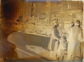 cca 1920 14db üvegnegatív családi, ill. mezőgazdasági gépekről, tűzoltófelvonulásról, ill. a Magyar....