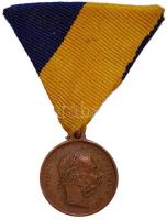 1895. "Ferenc József / Hadgyakorlat Magyarországon" Br emlékmedál sárga kék mellszalagon T:2 Hungary 1895. "Franz Joseph / Military exercise in Hungary" Br medallion on yellow-blue ribbon C:XF