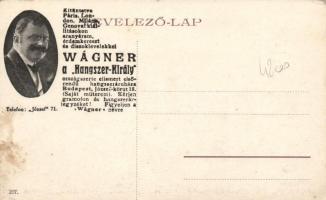 Temesvár Gyárváros Kossuth square, tram; Wagner music shop advertisement on backside