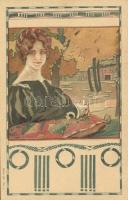 Pre-Raphaelite art card litho