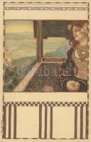 Pre-Raphaelite art card litho