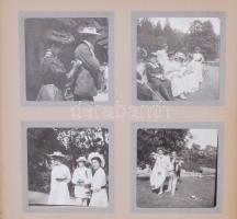 cca 1900 Szép állapotú fotóalbum gazdag, igényes anyaggal: izgalmas családi felvételekkel, a Korneuburg gőzösön, a Wörthersee környékéről és Velencéről készült turistafotókkal, budapesti városképekkel, katonafotókkal, etc.