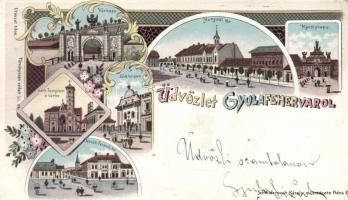 1899 Gyulafehérvár with synagogue litho