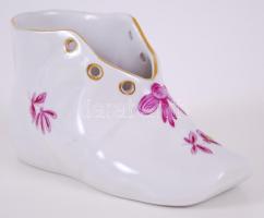 1955 Kézzel festett sorszámozott Nanking bouquet-mintás jelzett Herendi porcelán cipő hibátlan állap...