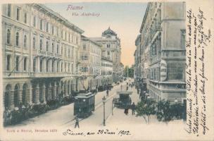 Fiume Andrássy street, Grand Hotel Europe, Hotel Lloyd, tram