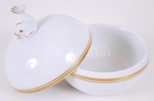 Halacskás Herendi porcelán szelence / Herend chinaware box 12x11 cm