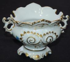 Kézzel festett sorszámozott Bouquet de tulipe mintás aranyozott jelzett Herendi porcelán dísztál (apró lepattogzás) / Handpainted numbered golded Herendi chinaware bowl (small fault) 10x13cm