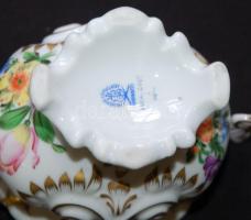 Kézzel festett sorszámozott Bouquet de tulipe mintás aranyozott jelzett Herendi porcelán dísztál (ap...