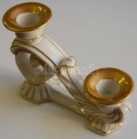 Szolidan aranyozott osztrák Oscar Schlegelmilch jelzett porcelán 2 ágú gyertyatartó /
Austrian porce...