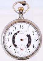 Omega zsebóra porcelán számlappal, másodpercmutatóval. Jár, de javításra szorul /  Swiss pocket watch with porcelain dial, works well but needs repair
