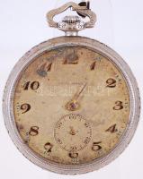 Langendorf svájci zsebóra másodpercmutatóval, duplasoros számlappal, különleges keskeny vázzal. Javításra szorul /  Swiss pocket watch with double dial and thin case, needs repair