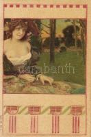 Pre-Raphaelite art card litho