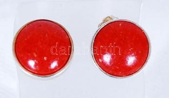 Ezüst (Ag) fülbevaló korallal /  A pair of silver earrings with coral, br: 6,2gr