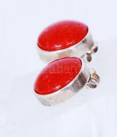 Ezüst (Ag) fülbevaló korallal / 
A pair of silver earrings with coral, br: 6,2gr