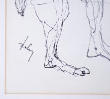 Szalay Lajos (1909-1995): Mitológiai jelenet. Tus, papír, jelzett, üvegezett keretben, hátoldalán fé...