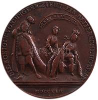 Habsburg Birodalom 1742. Gúnyérem az örökösödési háborúra, Mária Terézia E: a meztelen királynő két segítő között áll / H: Bajor nadrágot segítenek a királynőre, Br (19.28g/40mm) T:2,2- Habsburg Monarchy 1742. Satirical coin of the War of the Austrian Succession, Maria Theresia (19.28g/40mm) "DIE ENT BLOSTIE KONIGIN VON UNGARN - J'AI GAGNÉ - MDCCXLII. / DIE:KONIGIN:VON:UNGARN:ZIEHT:EIN:BEIJERISCHE:HOSE:AN - VOUS AVEZE PERDU - MDCCXLII." C:XF,VF Huszár 1074.