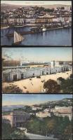 Trieste 3 db régi városképes lap / 3 pieces postcard, ports, railway station