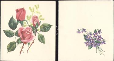 41 darab modern, főleg virágokat ábrázoló motívumlap és üdvözlőlap / 41 pieces modern floral motive cards and greeting cards