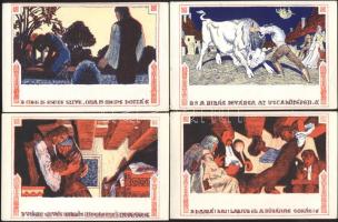 10 db régi művészlap, Fáy Aladár illusztrációi Arany János Toldijához