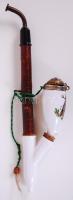 Vadászmotívumokkal díszített matricás porcelán pipa fa szárral /  Porcelain hunter pipe, 26cm