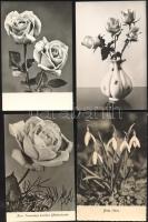 121 darab modern, főleg virágokat ábrázoló motívumlapok és üdvözlőlapok / 121 pieces modern floral motive cards and greeting cards