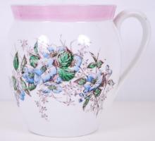 Kézzel színezett régi porcelán tejeskancsó /  Old hand coloured milk jar, 16cm, d: 13cm