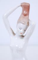 Kézzel festett jelzett Aquincumi porcelán női akt / 
Hand painted porcelain female nude, 23cm