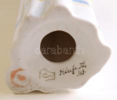 Kézzel festett jelzett porcelán női figura / 
Hand painted porcelain female figure, 18cm